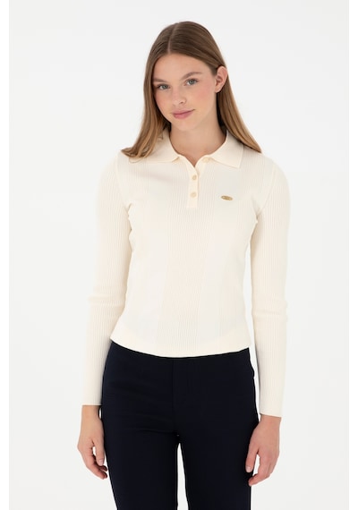 U.S. Polo Assn. Kadın Krem Polo Yaka Kazak 50297087-VR071