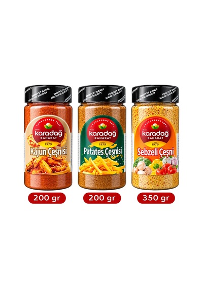 Karadağ Baharat Çeşni Seti 3 Lü - Patates / Kajun / Sebzeli