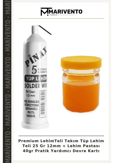 Premium Lehimteli Takım Tüp Lehim Teli 25 Gr 12mm + Lehim Pastası 40gr Pratik Yardımcı Devre Kartı