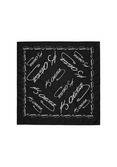 Herşeynota Atatürk İmza Desenli Siyah Pamuk Fular 52x52 Cm Çok Amaçlı Bandana Okul, Etkinlik, Tören, Gösteri Çok Renkli