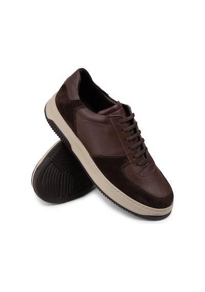 Deery Hakiki Deri Kahverengi Erkek Sneaker Ayakkabı - 01965Mkhve01 Kahverengi