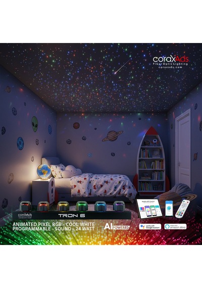 Çocuk Odası Yıldız Tavan Fiber Optik Aydınlatma Seti Çok Renkli