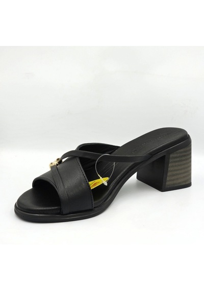 Mamma Mia Mammamia D26yt-6065 Siyah Hakiki Deri Kalın Topuklu 6cm Kadın Trendy Terlik