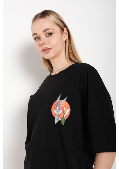 Flood Of Style Bugs Bunny Baskılı Siyah Oversize Tshırt
