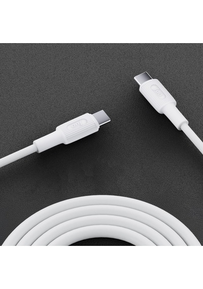 Juo JCBS61 60w Usb Type-c To Type-c Silikon Hızlı Şarj Ve Data Kablosu Beyaz 1 Metre