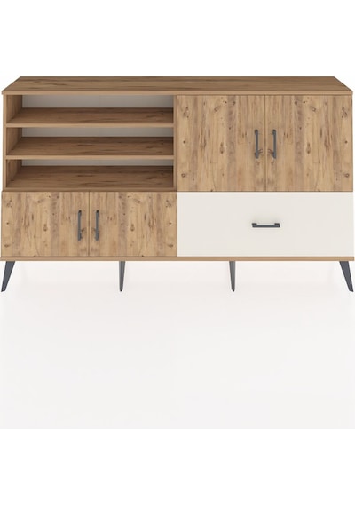 Arges Konsol 5 Raflı Tek Çekmeceli 4 Kapaklı 176x30x99 Çam-çam/ay Çam-çam/aytaşı Arges Konsol 5 Raflı Tek Çekmeceli 4 Kapaklı 176x30x99 Çam-çam/ay Çam-çam/aytaşı