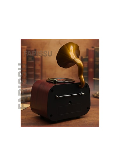 Nostaljik Gramofon Tasarımlı Bluetooth Radyo Fm/am/sw Usb & Tf Kart Destekli Type-c Şarjlı