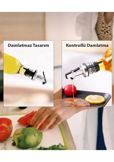 4 Adet Şişe Ucu Tıpası Akıtmaz Yağlık Cam Şişe Başlığı Limon Sirke Sıvıyağ Şişesi Aparatı Beyaz Diğer