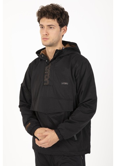 Maraton Sportswear Comfort Erkek Kapşonlu Uzun Kol Basic Siyah Yağmurluk 21353-siyah Siyah