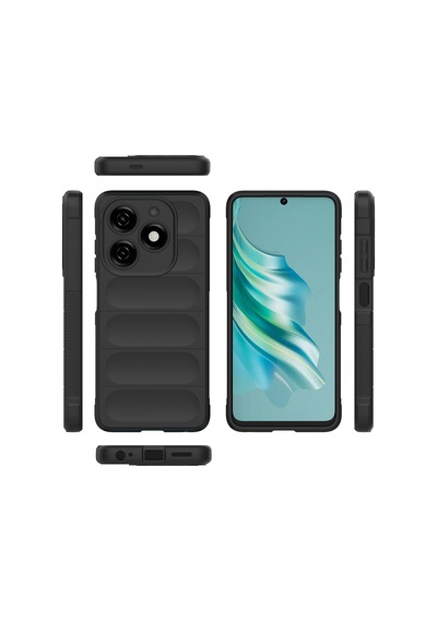 Tecno Spark 20c Kılıf Esnek Tpu Oyuklu Arka Yüzey Tasarımlı Etnik Silikon Kılıf Siyah