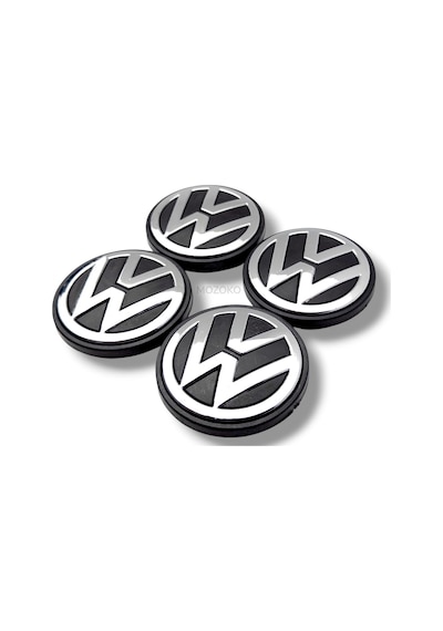 70 Mm Volkswagen Logolu Siyah Krom Jant Göbeği Seti Geçmeli Jant Kapağı 4 Adet