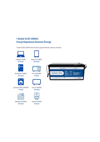 Power-xtra 12.8v 200ah Lifepo4 Lityum Akü - Ekranlı