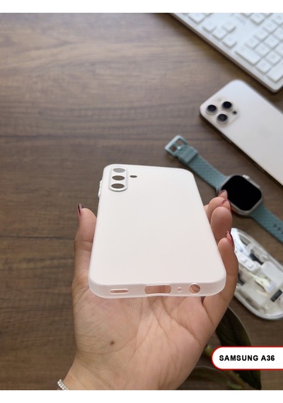Samsung Galaxy A36 Uyumlu Süper İnce Mat Ultra Thin Silikon Kılıf Beyaz
