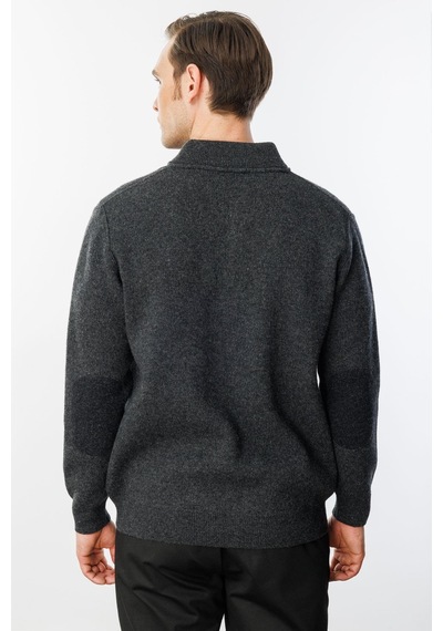 Jack & Jones Desen Erkek Minimalist Uzun Kol Kazak Mont - Günlük & Şık Koyu Füme