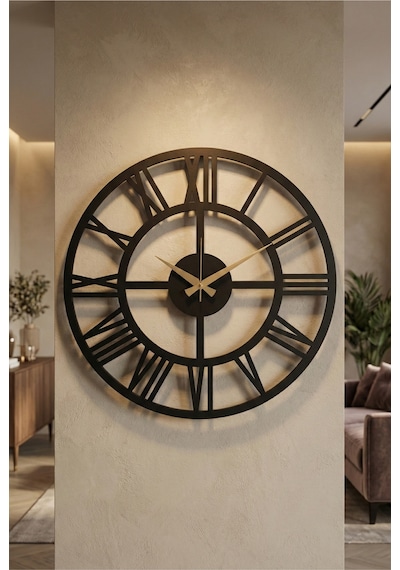 Aa Shop Ahşap Dekoratif Sade Roma Rakamlı Duvar Saati 50 CM Siyah Aa Shop Ahşap Dekoratif Sade Roma Rakamlı Duvar Saati 50 CM Siyah