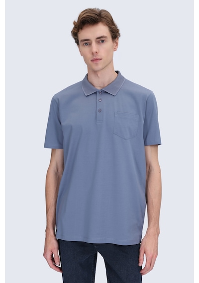 Hatemoğlu İndigo Regular Fit 100% Pamuk Polo Yaka Merserize Tişört Indigo