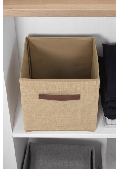 İronika Jüt Kapaksız Kutu Dolap İçi Organizer Oyuncak Eşya Çamaşır Saklama Kutusu Düzenleyici 30x30x30 Cm Kahverengi