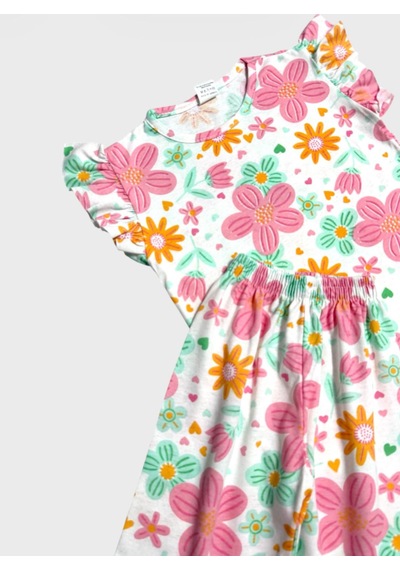 Aliş Kids Kız Çocuk Pamuklu Beyaz Pembe Çiçek Desenli Kolları Fırfırlı Kısa Kollu Şortlu Yazlık Pijama Takımı Pembe Beyaz Aliş Kids Kız Çocuk Pamuklu Beyaz Pembe Çiçek Desenli Kolları Fırfırlı Kısa Kollu Şortlu Yazlık Pijama Takımı Pembe Beyaz