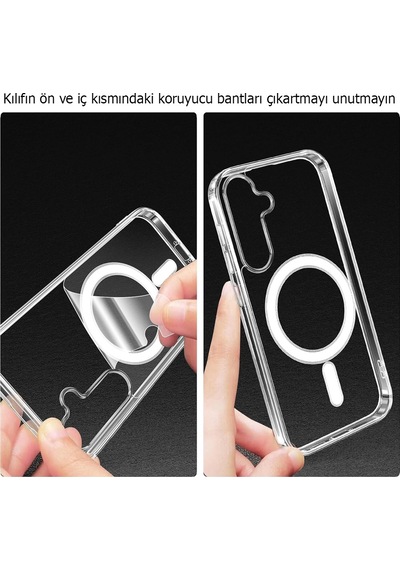 Samsung Galaxy Uyumlu A57 Kılıf Magsafe Özellikli Şeffaf Silikon Kapak