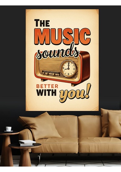 Müzik Ruhu Seninle Slogan Dekoratif Kanvas - Mdf Ahşap Tablo
