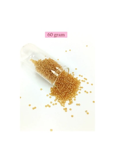 Tedar Dökme Cam Kum Boncuk 11/0 2 Mm - 60 Gram - Şeffaf Altın - Bnc062 Najmaddin (No:1) 8.5Cm X 10.5 Cm