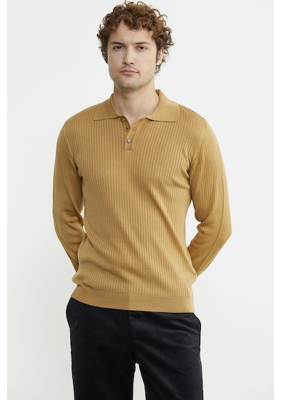 Sementa Polo Yaka Fitilli Triko Kazak - Kamel 001