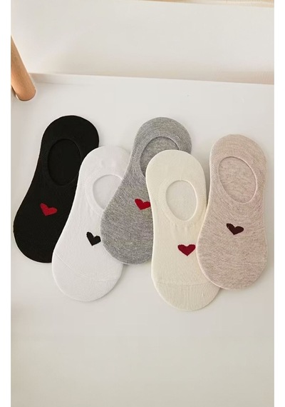 Hitit Socks Kadın 5 Çift Boğazı Olmayan Ayakkabıdan Görünmeye... Çok Renkli