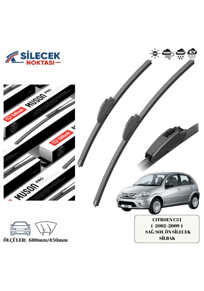 Citroen C3 I 2002 2009 Araca Özel Ön Sağ-sol Silecek Silbak 600mm/450mm Sb2418u