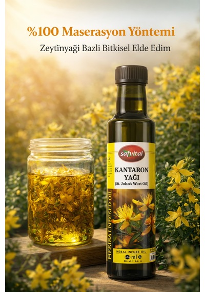 Kantaron Yağı 250 Ml %100 Maserasyon Büyük Boy Bitkisel Bakım Yağı Cilt Ve Masaj İçin