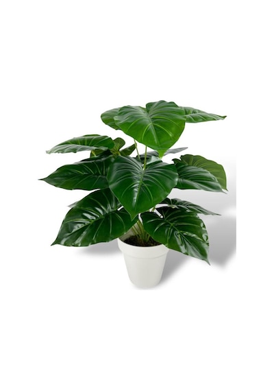 Yapay Çiçek Krem Saksıda Pothos Yeşil Doğal Dokulu 18dal 50cm Salon Çiçeği Yapay Bitki