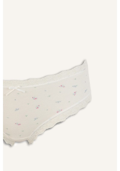 Defacto Dantel Ve Fiyonk Detaylı Ribana 2li Slip Külot I4000ax26auer98 Ekru-er98