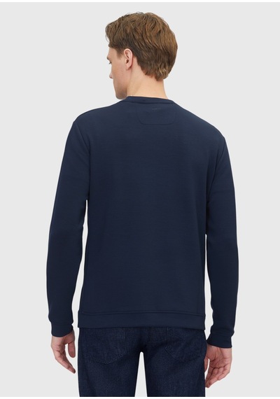 Ramsey Lacivert Bisiklet Yaka Düz Sweatshirt