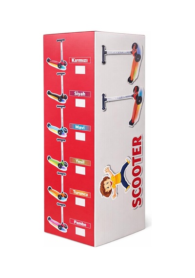 Tois Colorwase Led Işıklı 4 Kademe Ayarlanabilir 3 Tekerlekli Scooter - Kırmızı