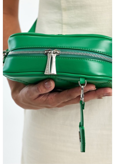 Küçük Boy Nakış Detaylı Crossbody Çapraz Askılı Kadın Omuz Çantası Çimen Çimen