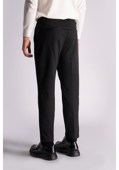 Beli Yarım Lastikli Chino Slim Fit Crop Pantolon Siyah Siyah