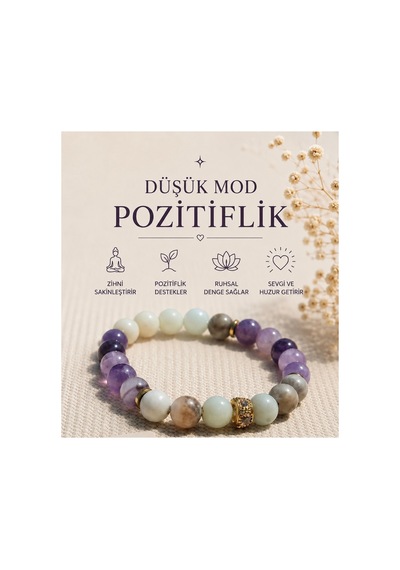 Doğal Taş Pozitiflik Bilekliği Ametist Ve Akik Taşlı Şık Tasarım Bileklik Mor Mor