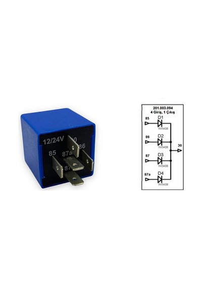 ELO 12V-24V DİOT ÜNİTESİ 4 GİRİŞ 1 ÇIKIŞ (ELEKTRONİK DEVRE KORUMA RÖLESİ)