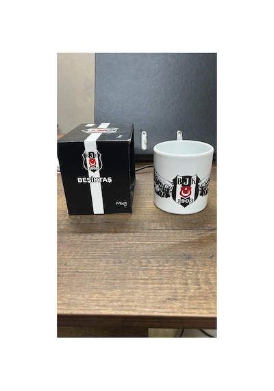 Lisanslı Taraftar Seramik Kupa Siyah Beyaz