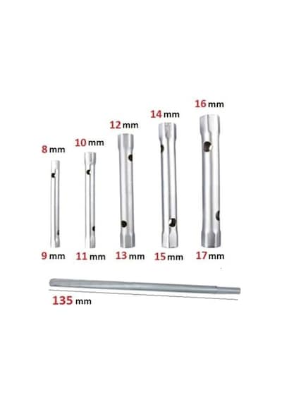 T Kollu Buji Boru Anahtar Seti Kovan Tipi Borulu Lokma Takımı 8-17mm Kollu Set 6 Parçalı