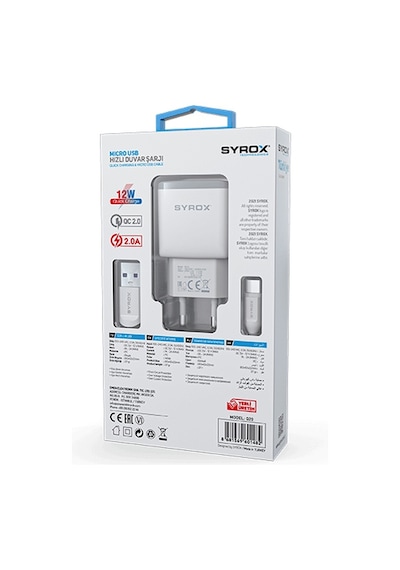 Syrox Q20 2.0a Micro Usb Hızlı Şarj Aleti Quick Charging Set 2.0a