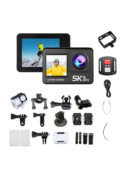 İdragon At-s81tr 5k Aksiyon Kamera 4k 60fps Wifi Çift Ekran 48mp Eıs Stabilizasyon Su Geçirmez Spor Kamera Siyah