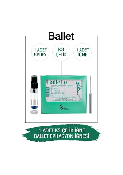 Ballet K3 Gümüş Epilasyon İğnesi Çelik İğne 1 Adet