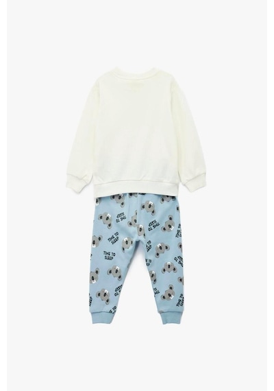 Koton Erkek Bebek Koala Baskılı Uzun Kollu Bisiklet Yaka Pamuklu 2'li Pijama Takımı Ekru