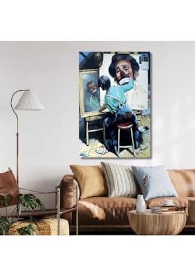Dikey Kanvas Psikoloji Poliklinik Tablosu Mutsuz Palyaço 60 X 90 -