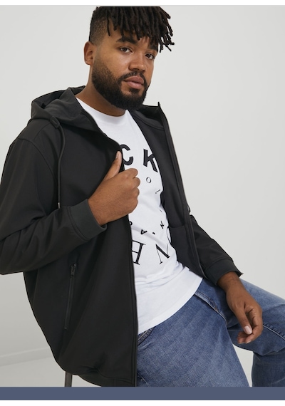 Jack & Jones Büyük Beden Kapüşonlu Ceket - Basic 12236331 Black Siyah