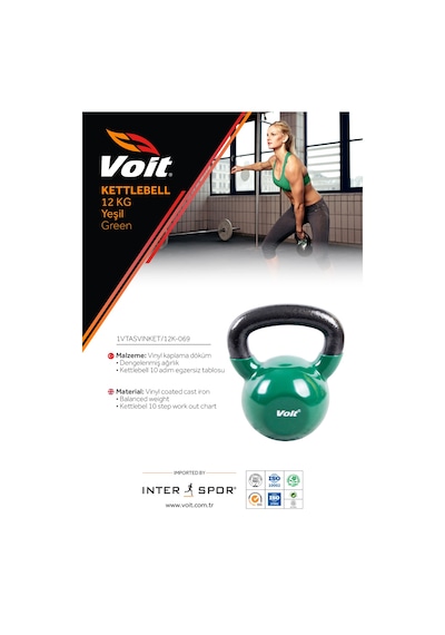 Voit Vinyl Kettlebell 12 KG Yeşil