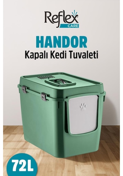 Reflex Care Handor Kapalı Kedi Tuvaleti Yeşil 57,5 X 43,5 X 39 Cm