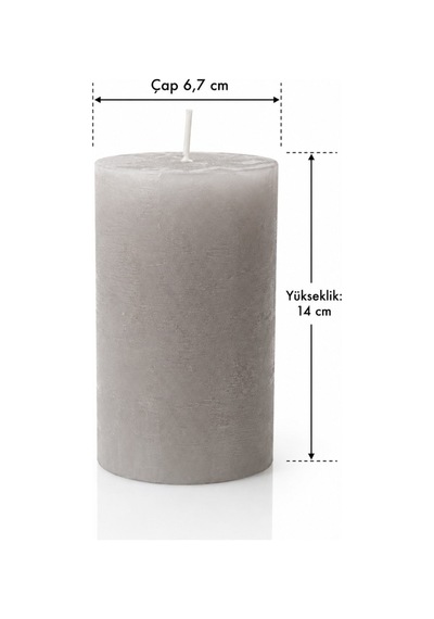 Mat Desenli Beyaz Silindir Mum 40 Saat Yanma Kokusuz Dekoratif Blok Mum 6,7 X 14 Cm Mat Beyaz