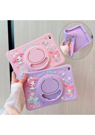 Ennar Lenovo Tab M9 Tb310fu 9 İnç Cute Dolls Askılı Standlı Tablet Kılıfı+tablet Kalemi Arka Kapak