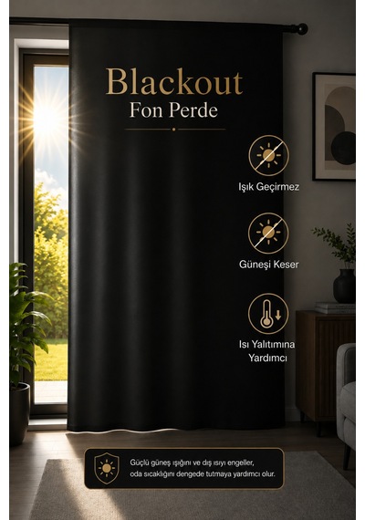 Blackout %100 Işık Geçirmez Isı Yalıtımlı Fon Perde Pilesiz Ektraforlu Karartma Güneşlik Tek Kanat V-23 Siyah Blackout %100 Işık Geçirmez Isı Yalıtımlı Fon Perde Pilesiz Ektraforlu Karartma Güneşlik Tek Kanat V-23 Siyah